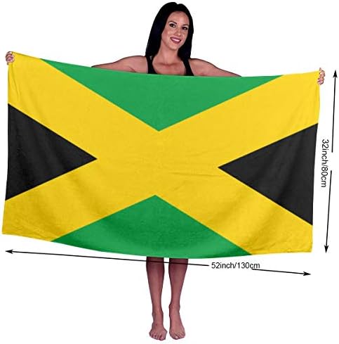 דגל ג'מייקני גאווה חוף גדול, מגבת שמיכה אולטרה רכה סופגת גבוהה מאוד אמבט מגבת יבש ומגבת מקלחת גדולה 52 x 32