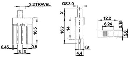 10 יחידות 4 ממ או 10 ממ גובה ידית 3 סיכה 2 מיקום 1p2t מתג שקופיות אנכיות 0.5A 50V DC SS -12F24 -