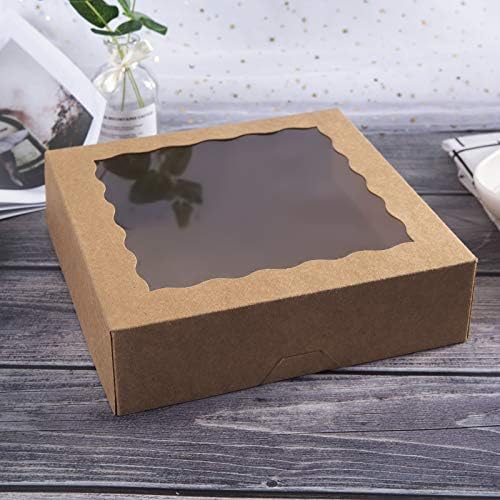 עוד קופסאות פאי מאפייה חומות בגודל 9 אינץ', קופסאות עוגיות קראפט גדולות עם קופסא חד פעמית טבעית 9 על 9 על 2.5