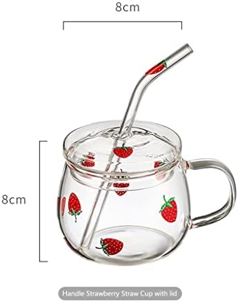 N/A ספל זכוכית תות עם כוס שתייה עם מכסה כוס מים בורוסיליקט גבוה כוסות מיץ חלב בית