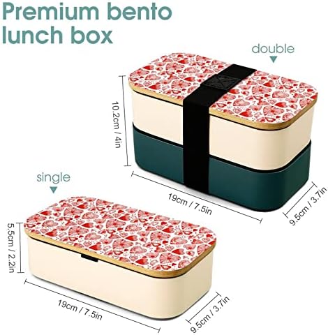 קופסת ארוחת צהריים בנטו שכבה כפולה של אדום לב עם כלי ארוחת צהריים הניתנים לערימה כוללת 2 מכולות
