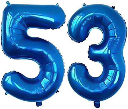 XLOOD מספר 53 בלונים 32 אינץ 'בלון דיגיטלי אלפבית 53 בלוני יום הולדת ספרה 53 בלוני הליום בלונים גדולים לציוד למסיבות יום הולדת