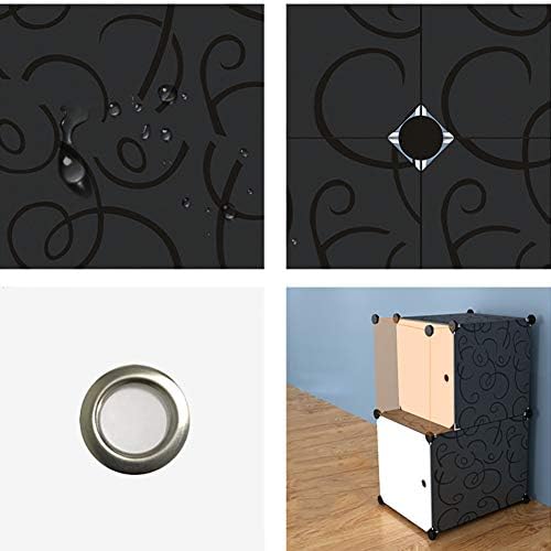 ארון ארון DIY נייד, מארגן אחסון קובייה מודולרית מפלסטיק עם דלתות אידיאלי לסלון חדר שינה, 3 קוביות-שחורות L39XW37XH129