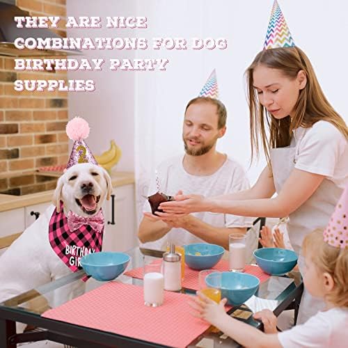 מסיבת יום הולדת לכלב אספקת יום הולדת ילד ילדה עוגת בנדנה משולש בצעקים חולצת בגדים כובע כלב חמוד צווארון עניבת