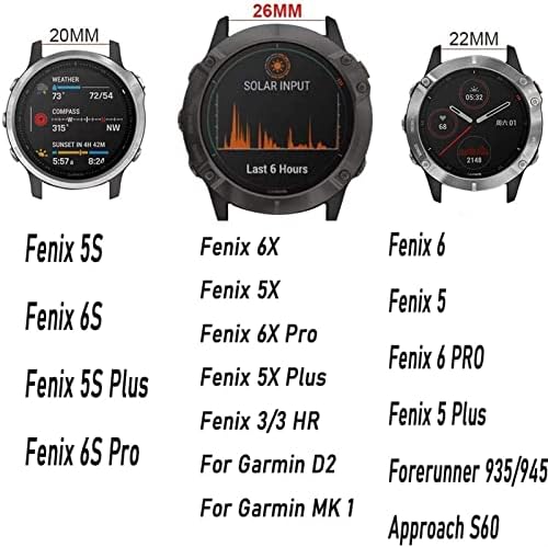 XJIM נירוסטה 26 ממ 22 ממ מהיר שחרור מהיר שחרור מוטות יד עבור Garmin Fenix ​​6 6x Pro 5x 5 פלוס 3 שעות שעון רצועת