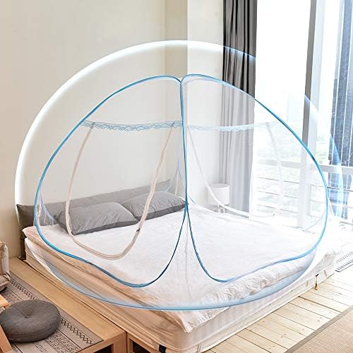 כילה לצוץ עם תחתית נטו אוהל חופה גדול במיוחד נייד עם 2 כניסות רשת מיטה מתקפלת לחדר שינה, קמפינג, 79 על 71 על 59 אינץ