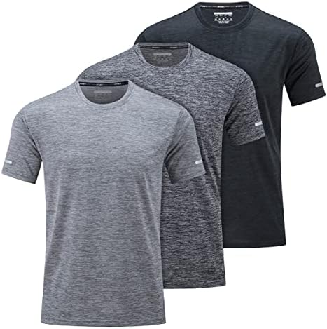 3 חבילה גברים של אימון ריצה חולצות קצר שרוול קיץ ספורט מהיר יבש צוות צוואר טיולים תרגיל חולצה