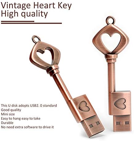 32GB USB 2.0 כונן פלאש, BorlterClamp Stick Stick Retro Metal Love Love Heart Moke Moke Audgy Drive
