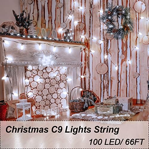 100 אורות לחג המולד של LED C9 חיבור, 66ft חוט ירוק מסחרי LED תות אורות מיתרים אורות C9 נורות חג המולד דקורטיבי קו דקורטיבי