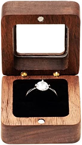Cosisho 2 אריזת קופסת טבעת עץ לטקס חתונה