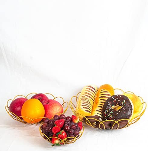 סל פירות פרחים של ויטקו, 3 קערת פירות פירות קערת פירות מארגן ירקות למטבח, סלי אחסון של תוצרת ירקות מתכת
