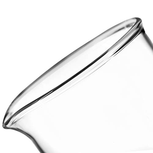 כוס, 150 מיליליטר - סגנון גריפין, צורה נמוכה עם זרבובית-לבן, 25 מיליליטר סיום לימודים-בורוסיליקט 3.3 זכוכית-מעבדות אייסקו
