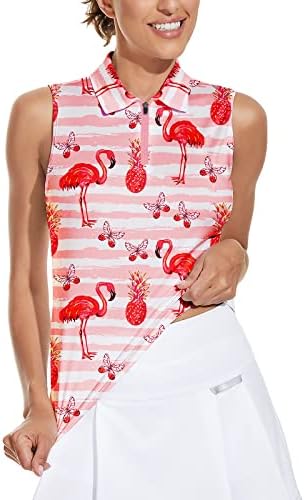 חולצות גולף לנשים של Soneven חולצות פולו פרחוניות ללא שרוולים חולצות טניס לחות חולצות טניס יבש