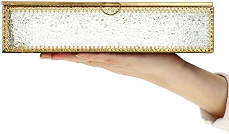 תיבת תצוגה של תכשיטי זכוכית מראות היפיו - תיבת תכשיט זהב תיבה מכסה קופסת מזכרת קופסת זכוכית דקורטיבית קופסת שולחן עבודה שולחן