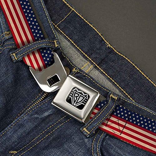 אבזם למטה גברים חגורת בטיחות חגורת אמריקנה 30135, אמריקאי דגל פס, 1.5 רחב, 24-38 ארוך