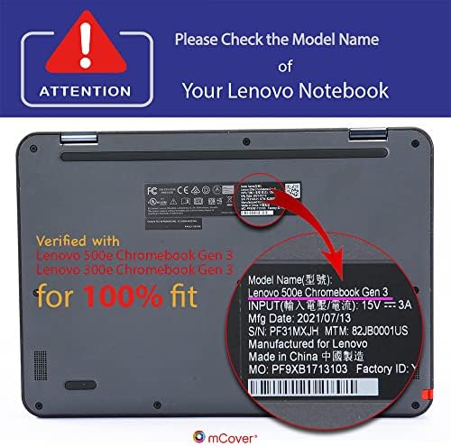מארז McOver תואם לשנת 2021 ~ 2022 11.6 Lenovo Chromebook 300e G3 / 500E Gen 3 מחשב נייד להמרה בלבד - שחור