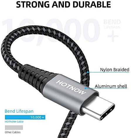 Hotnow USB C כבל 3ft 2 חבילה, 3f Foot 3A מטען מהיר ניילון קלוע USB A ל- USB C כבלים עבור Galaxy S10 S9 S8 Plus Note 9 8 ומכשירי