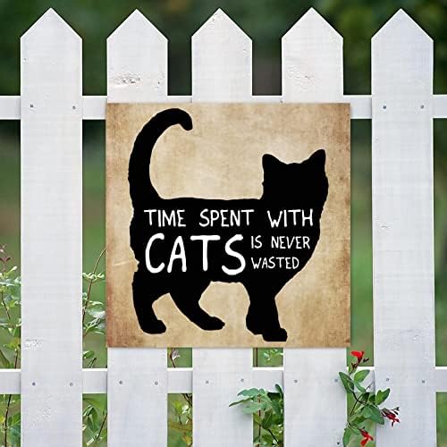 Evans1nism זמן עץ זמן בילוי עם חתולים הוא אף פעם לא מבוזבז שלט עץ שלט עץ חתול צללית בית קיר עיצוב קיר מתנות