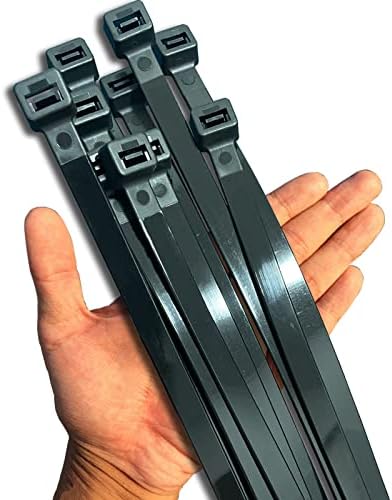 עניבות רוכסן שחורות כבדות 20 אינץ 'חיצוניות, 250 קילוגרם עניבת כבלים גדולה במיוחד עטיפת עטיפות חוט פלסטיק ארוכות קשורות