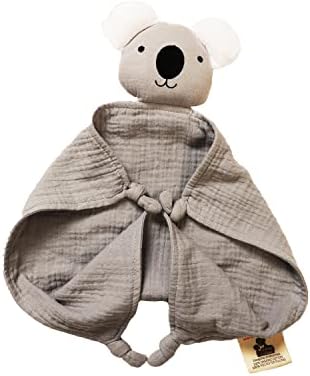הבחירה של Grammy's Baby Koala Bear Lovey שמיכה ואבטחה שמיכה, יילוד חיוני לתינוקת או לתינוק. מוסלין כותנה