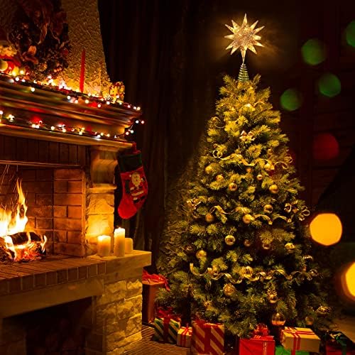 טופר עץ חג המולד של Luxspire, קישוטים לחג המולד עץ טופר אור, אורות חג המולד של כוכב 3D עץ סוללה עליון מופעל, אורות