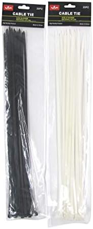 גורוס אוצר 40pc 16 ארוך ניילון ניילון שחור לבן עניבת רוכסן