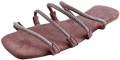 נעלי בית קיץ לנשים קובעות שילוב ריינסטון ונעלי רצועה סנדלי רגל סנדלי נשים סנדלים לבושים סנדלי טריז