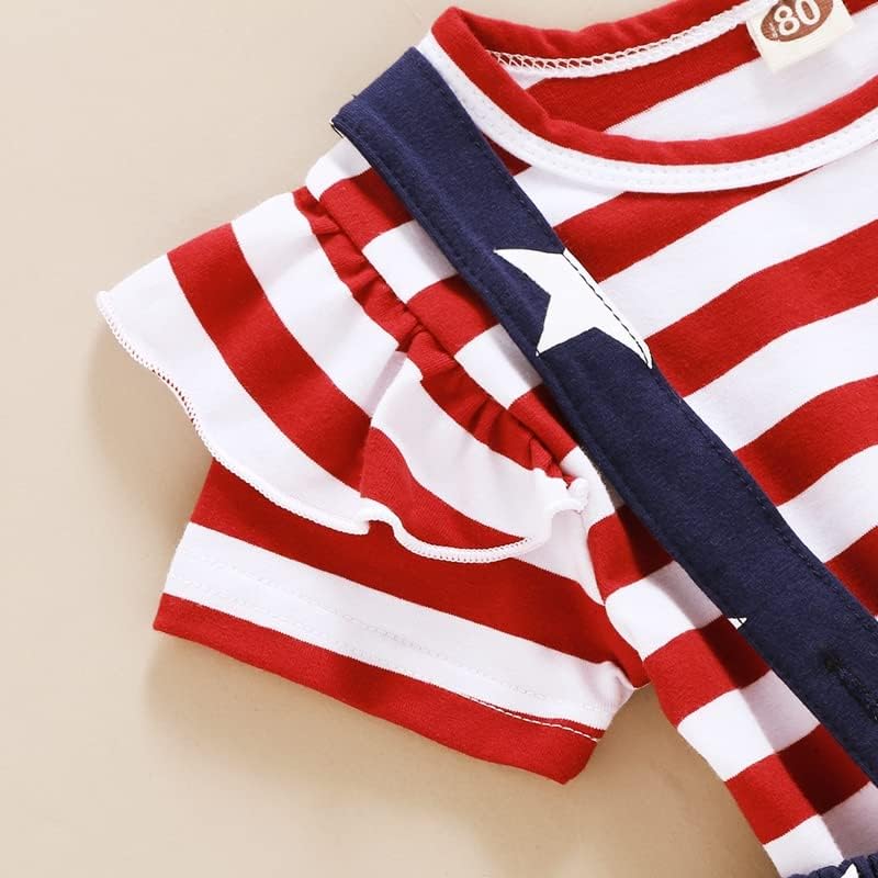 ZFZDREN פעוטות תינוקות תינוקות תלבושת 4 ביולי כוכבי דגל אמריקאים שמלה מפוסתת לילדה ילדה עצמאות בגדי יום Sundress