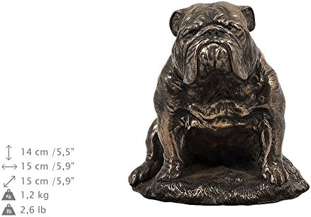 בולדוג יושב 2, כד עבור כלב אפר זיכרון עם פסל, לחיות מחמד של שם וציטוט-ארטדוג אישית