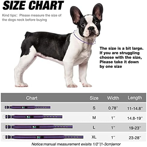 צווארון כלבים כבד, צווארון כלבים רפלקטיבי מרופד רך במיוחד עם חומרת נירוסטה מתכווננת לגזעים קטנים / בינוניים / גדולים / גדולים