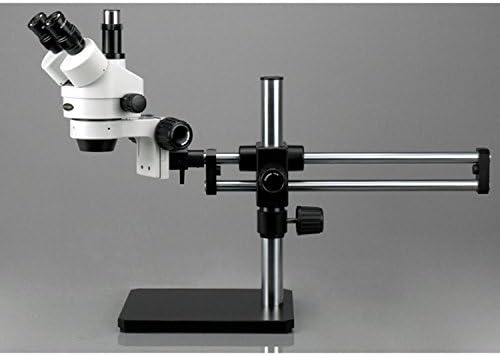 מיקרוסקופ זום סטריאו טרינוקולרי מקצועי של אמסקופ-5טי-פרל, עיניות פי 10, הגדלה פי 7-90, מטרת זום פי 0.7-4.5,