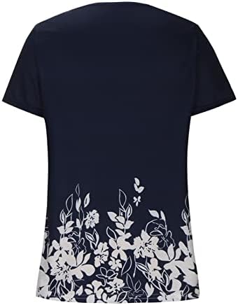 נערות נוער 2023 שרוול קצר נגד צוואר פרח פרח גרפי חולצה טופ חולצה קיץ סתיו תחרה חולצה כותנה לנשים UV