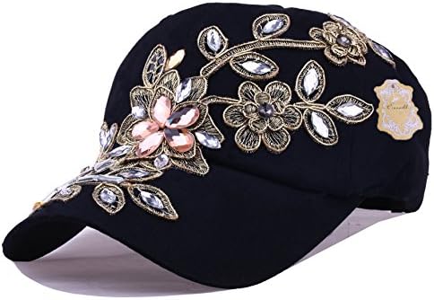 בלינג כובע בייסבול נשים תחרה פרח ריינסטון ג'ינס ג'ין סנאפבק כובע הופ הופ