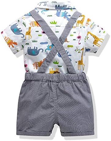חליפות תלבושת של תינוקות ג'נטלמן חליפות חליפות לתינוק בנים מכנסיים קצרים מוגדרים חולצת רומפר שרוול קצר+מכנסי