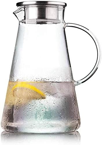 קרף ליטר קומקום עם קנקן זכוכית מכסה קומקום תה קר עם מכסה לתה קרח ומשקאות מיצים קפה עם תוספת - כוס תה ללא BPA נטולת