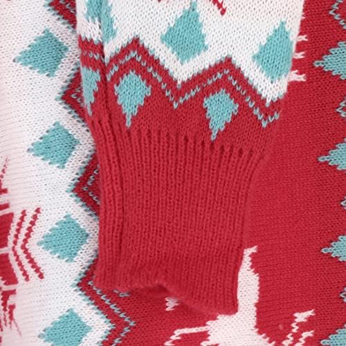 סוודרים של צווארון גולף חג המולד לנשים, 2022 אופנה שרוול ארוך סורבור סורבור צמרות חורף סריגים מזדמנים אדום