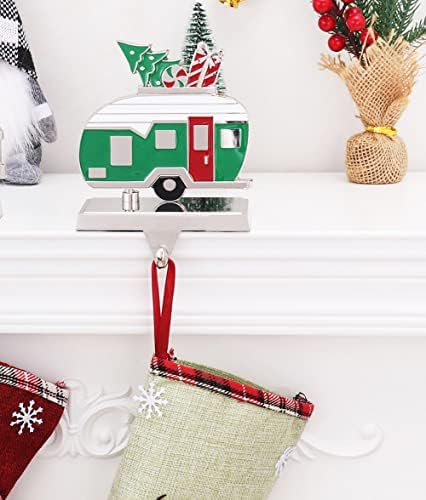 קרוואן ירוק מחזיקי גרב לחג המולד למעטפת, קולב גרבי משאיות לאח, קליפ מנטל לחג המולד קולב לגרב/זר, ווים גרבי