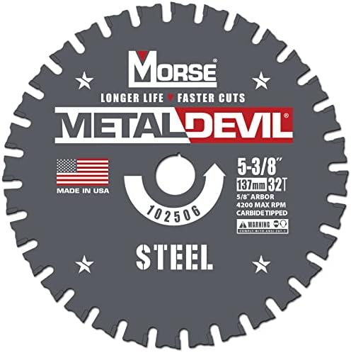 Morse Metal Devil CSM5383258FSC, להב מסור מעגלי, קרביד, חיתוך פלדה, 5-3/8 אינץ ', 1 חבילה