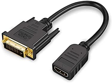 כבלים קצרים דו כיווניים HDMI נקבה עד DVI-D מתאם זכר, 0.5ft 1080p DVI-D לכבל ממיר HDMI עבור HDTV, מקרן, משחק ועוד