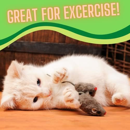סמוקי של סטאש ארנב פרווה עכבר חתול צעצוע 12 לחפיסה לבן ואפור מטושטש צעצועים לחתולים עם רעשן מציאותי מזויף עכברים