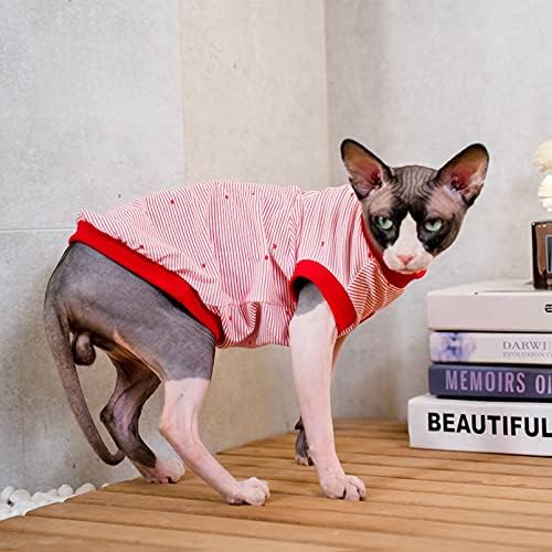 Sphynx חתול בגדי קיץ דפוס חמוד חולצות טריקו כותנה רך נוח נוח אפוד עם חולצות חתלתול ללא שרוולים לספינקס, נקודות