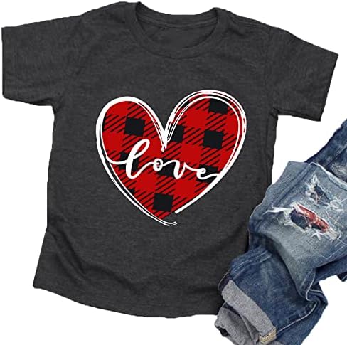 פעוטות ילדה ילד חג האהבה חולצה אהבה חמודה חולצות לב לילדים חולצות ליום האהבה 5T - 1T