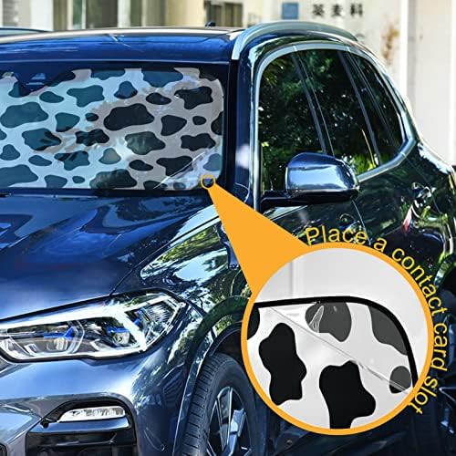 דפסת פרה מכונית שמש צלל שחור לבן הדפס בעלי חיים משמשה קדמית מגן שמש UV קרן הגנה מגן שמש מתקפל מגן חלון קדמי
