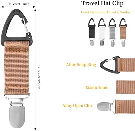 4 יחידות אלסטי כובע קליפ עבור נסיעות, כובע מחזיק ידיים משלוח תיק אבזר עבור נסיעות שקיות, תרמילים, ארנקים, טוטס שחור