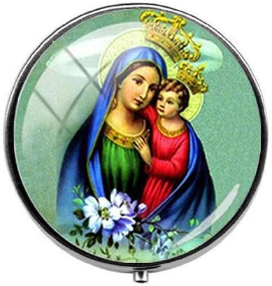 MARY Virgin Mary יפהפה וקופסת גלולות לילדים - קסם קופסת גלולות - קופסת זכוכית קופסת קנדי ​​אמנות תכשיט פסטיבל