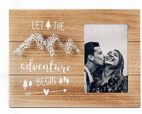 מתנות מעורבות וילייט לחברים - מזל טוב מתנות לזוגות מעורבים חדשים - תן להרפתקה להתחיל מסגרת תמונה כפרית עבור 4x6 צילום