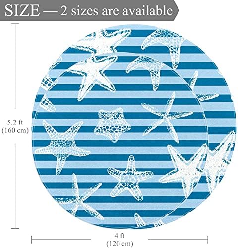 Llnsuply בגודל גדול 4 מטר ילדים עגול פינת משחק שטיח ים כוכב ים דג דג כחול פסים משתלת כרית שטיח