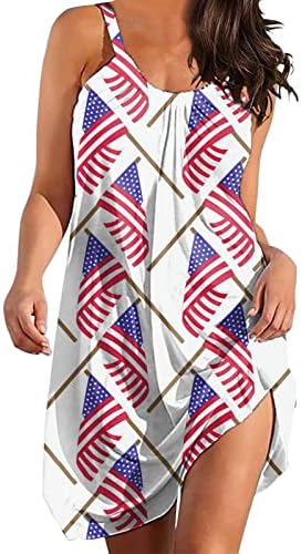 נשים מקסימות לנשים 4 יולי שמלות נשים דגל אמריקאי שמלה פטריוטית שמלה שמלת טנק בוהו חסרת שרוולים ללא שרוולים