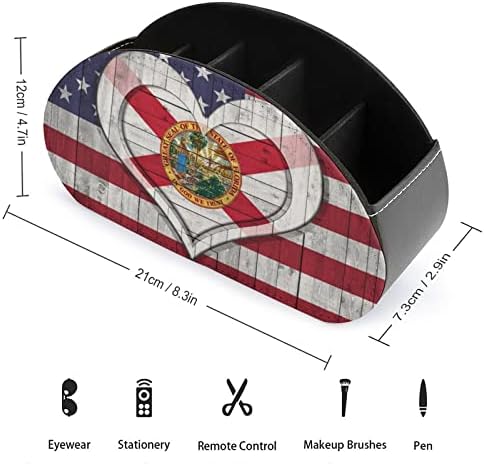 דגל אמריקה ופלורידה עם מחזיק שלט רחוק עם 5 עם 5 תאים מיכל אחסון תיבות מארגן מרחוק לטלוויזיה עבור בקרי דוד נגן מדיה