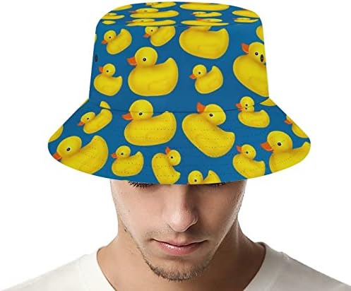 ברווז גומי על כובע דלי כחול רחב גומבי UV הגנה על כובע חוף כובע חוף מתאים לגינה לטיולי דיג